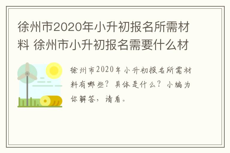 徐州市2020年小升初报名所需材料 徐州市小升初报名需要什么材料