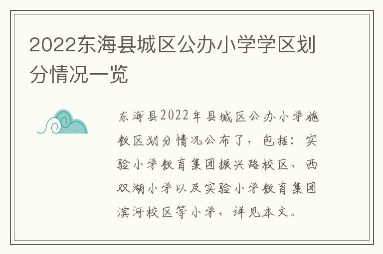 2022东海县城区公办小学学区划分情况一览