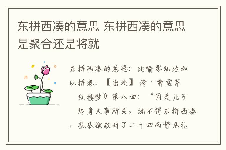 东拼西凑的意思 东拼西凑的意思是聚合还是将就