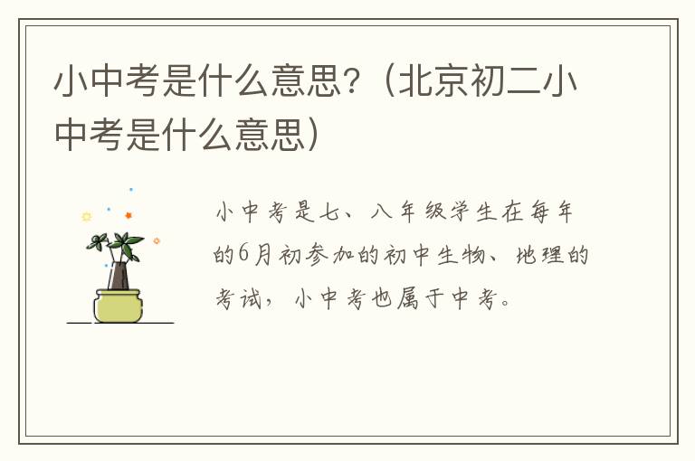 小中考是什么意思?（北京初二小中考是什么意思）