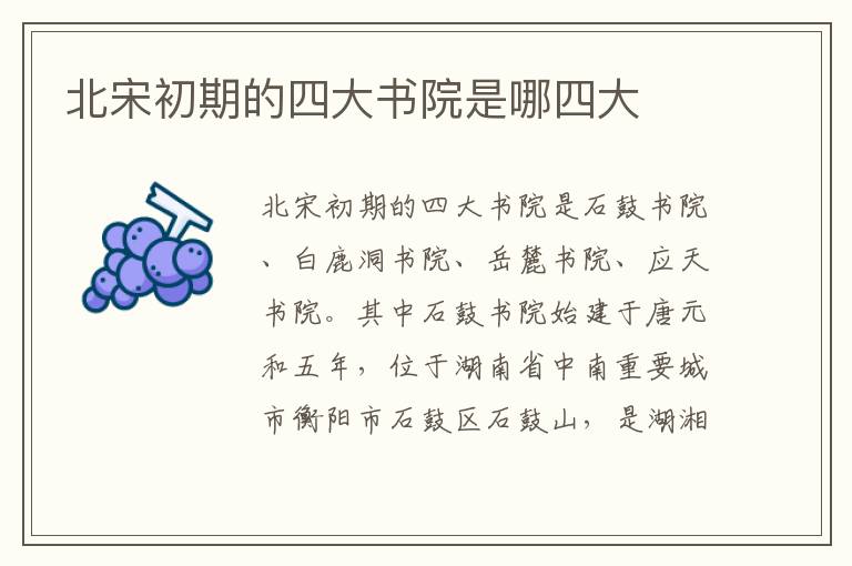 北宋初期的四大书院是哪四大