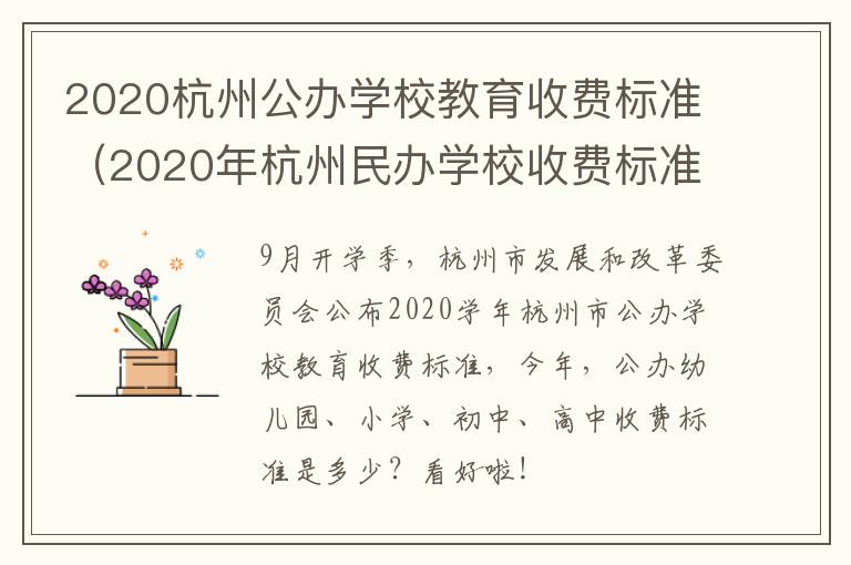 2020杭州公办学校教育收费标准（2020年杭州民办学校收费标准）