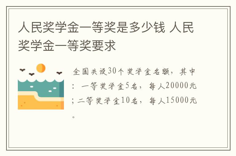 人民奖学金一等奖是多少钱 人民奖学金一等奖要求