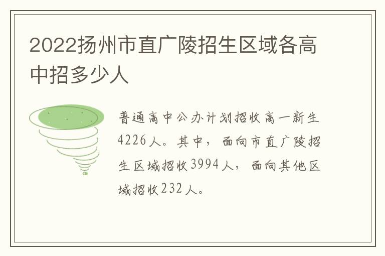 2022扬州市直广陵招生区域各高中招多少人