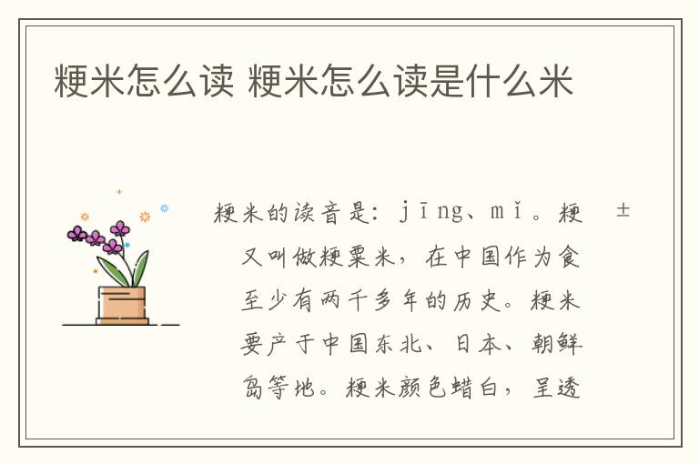 粳米怎么读 粳米怎么读是什么米
