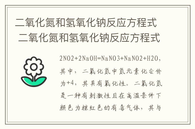 二氧化氮和氢氧化钠反应方程式 二氧化氮和氢氧化钠反应方程式及现象