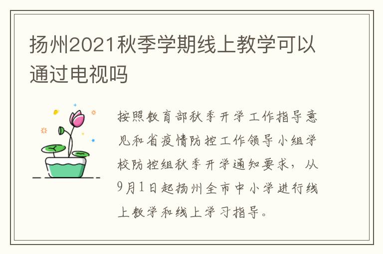 扬州2021秋季学期线上教学可以通过电视吗