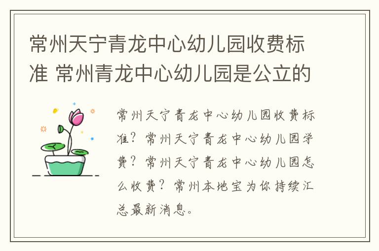 常州天宁青龙中心幼儿园收费标准 常州青龙中心幼儿园是公立的吗