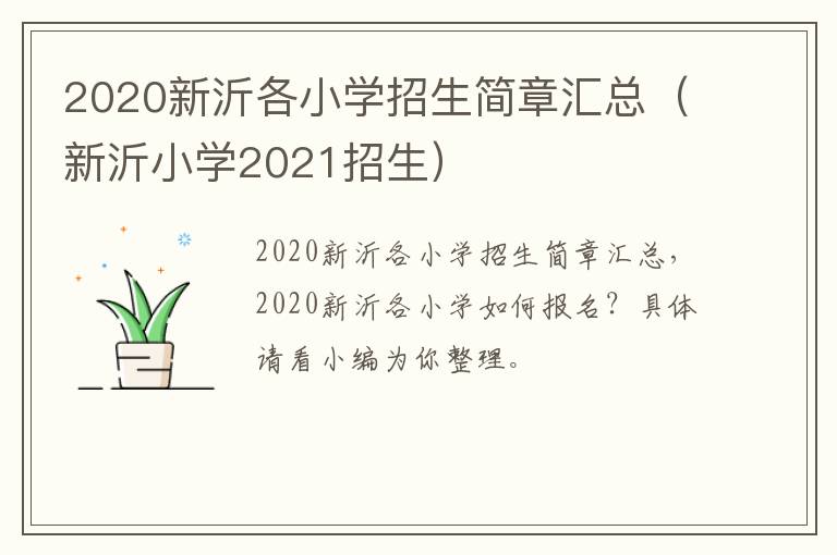 2020新沂各小学招生简章汇总（新沂小学2021招生）