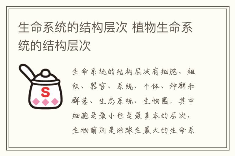 生命系统的结构层次 植物生命系统的结构层次