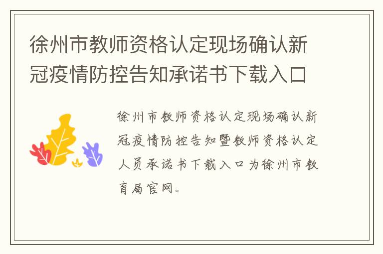 徐州市教师资格认定现场确认新冠疫情防控告知承诺书下载入口