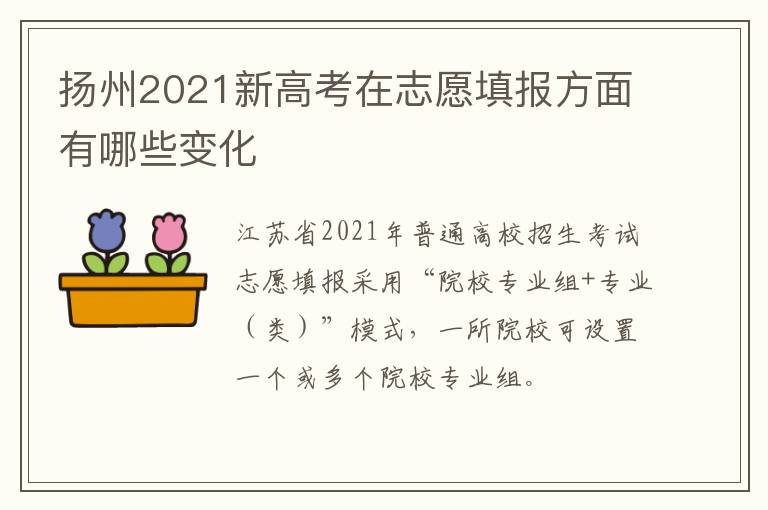 扬州2021新高考在志愿填报方面有哪些变化