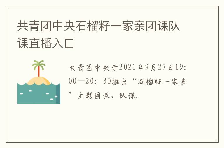 共青团中央石榴籽一家亲团课队课直播入口