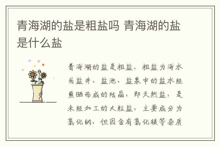 青海湖的盐是粗盐吗 青海湖的盐是什么盐