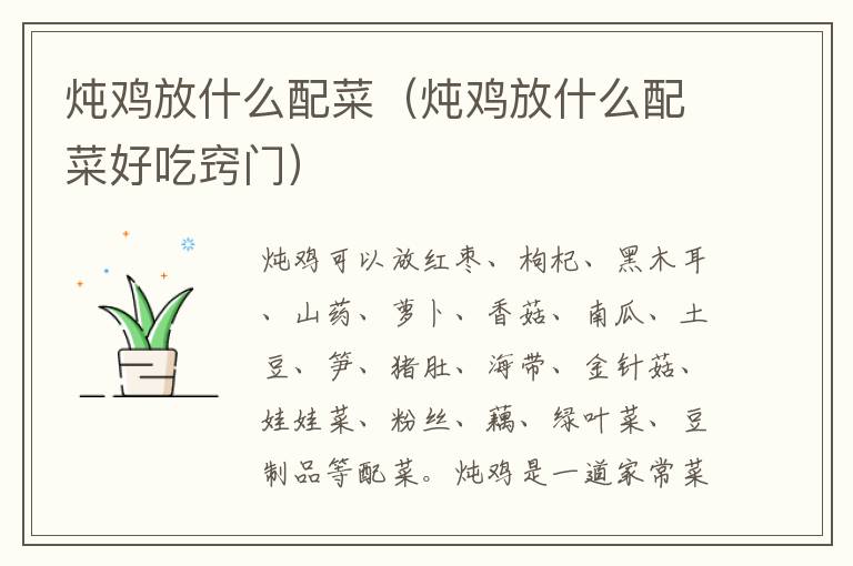 炖鸡放什么配菜（炖鸡放什么配菜好吃窍门）