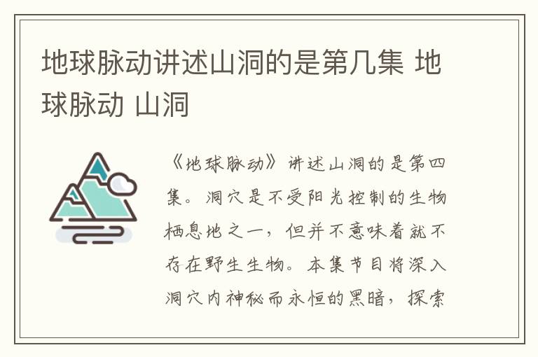 地球脉动讲述山洞的是第几集 地球脉动 山洞