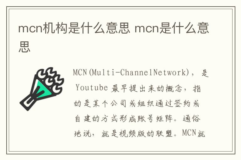 mcn机构是什么意思 mcn是什么意思
