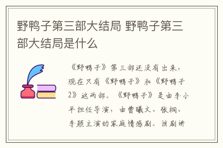 野鸭子第三部大结局 野鸭子第三部大结局是什么