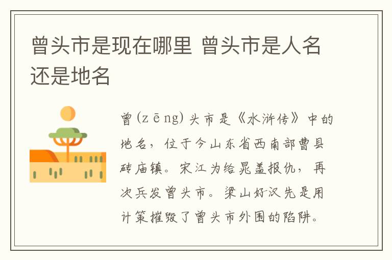 曾头市是现在哪里 曾头市是人名还是地名