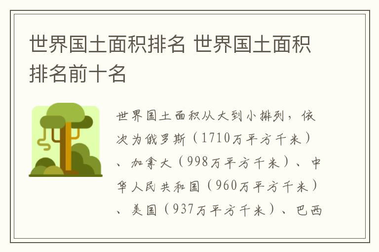 世界国土面积排名 世界国土面积排名前十名