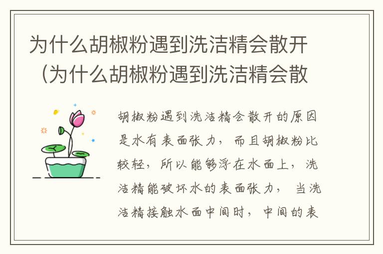 为什么胡椒粉遇到洗洁精会散开（为什么胡椒粉遇到洗洁精会散开原理是什么）