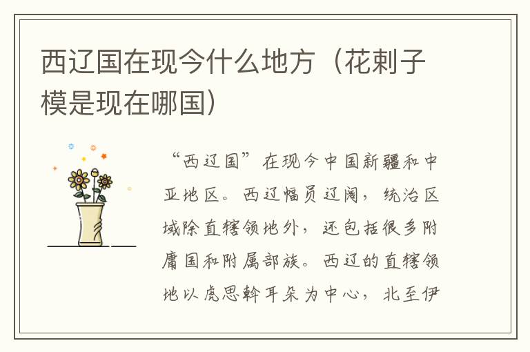 西辽国在现今什么地方（花剌子模是现在哪国）