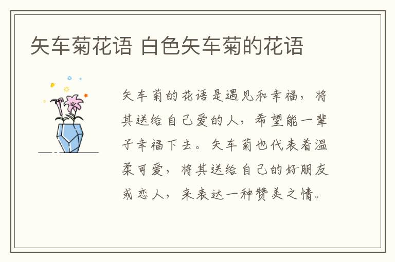 矢车菊花语 白色矢车菊的花语