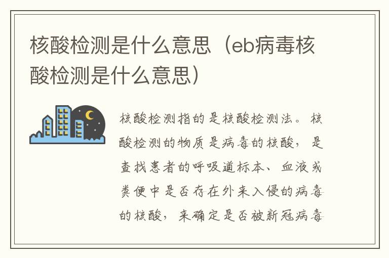 核酸检测是什么意思（eb病毒核酸检测是什么意思）