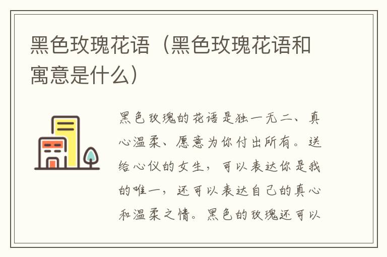 黑色玫瑰花语（黑色玫瑰花语和寓意是什么）