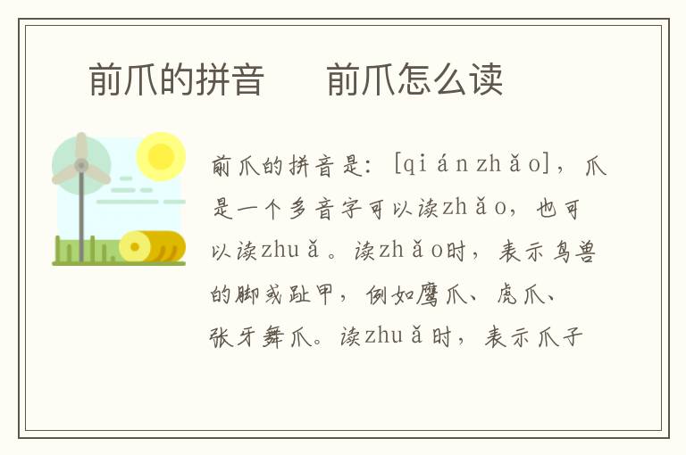 ​前爪的拼音  ​前爪怎么读
