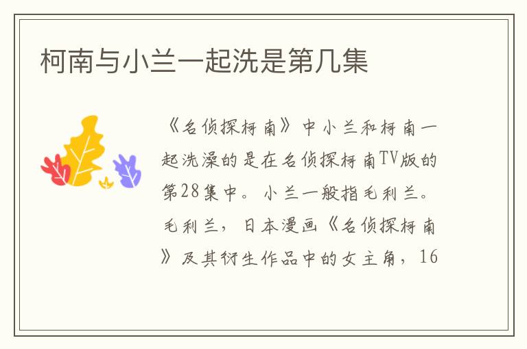 柯南与小兰一起洗是第几集