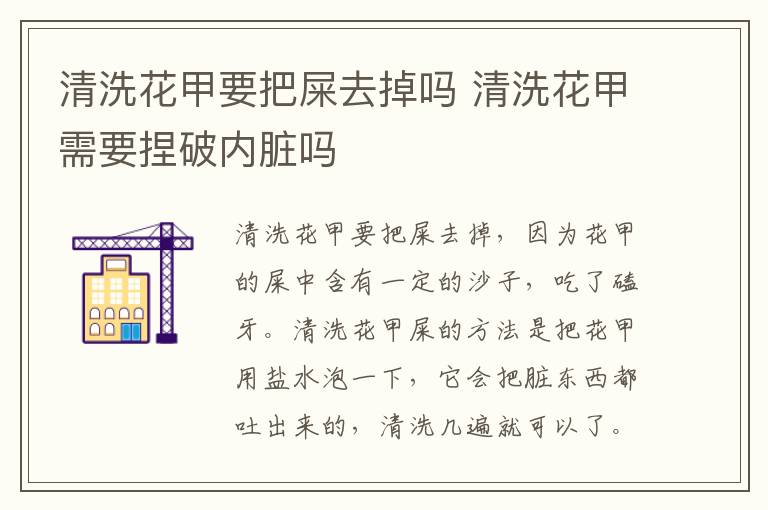 清洗花甲要把屎去掉吗 清洗花甲需要捏破内脏吗