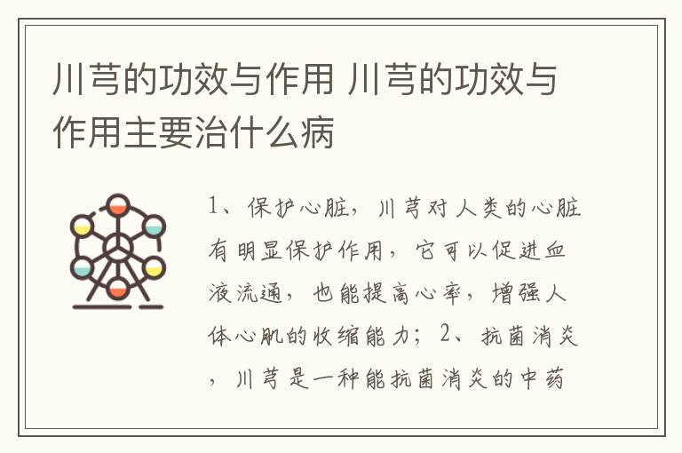 川芎的功效与作用 川芎的功效与作用主要治什么病