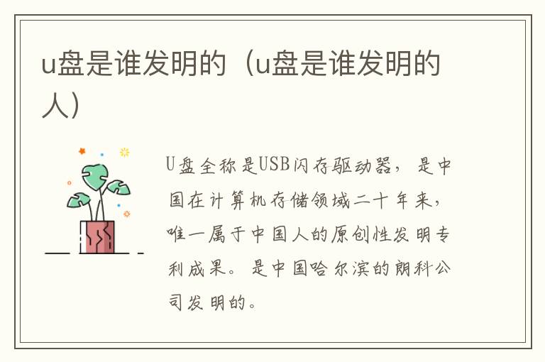 u盘是谁发明的（u盘是谁发明的人）