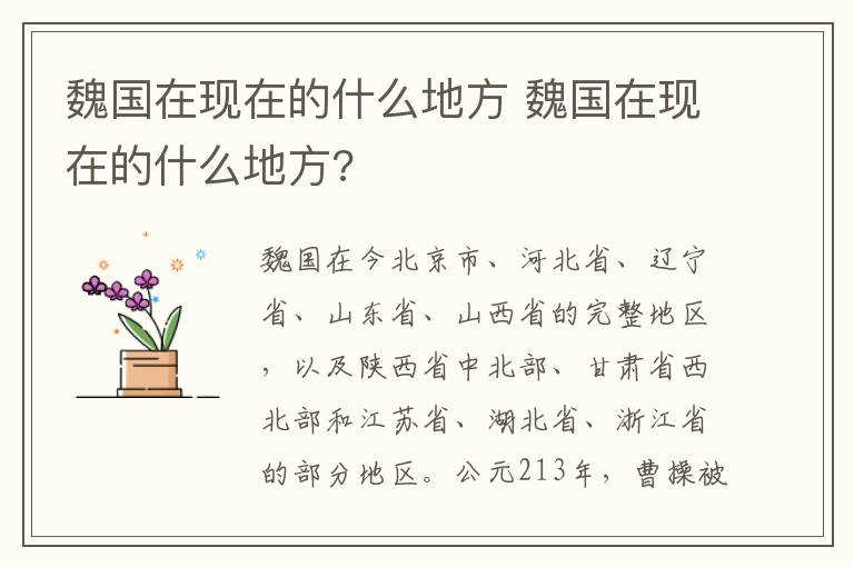 魏国在现在的什么地方 魏国在现在的什么地方?