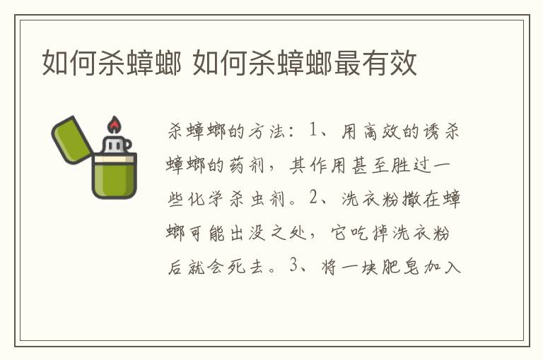 如何杀蟑螂 如何杀蟑螂最有效