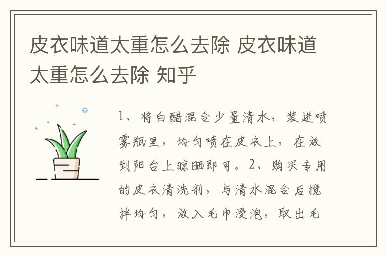 皮衣味道太重怎么去除 皮衣味道太重怎么去除 知乎
