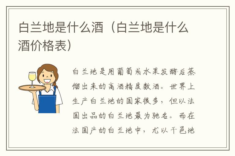 白兰地是什么酒（白兰地是什么酒价格表）