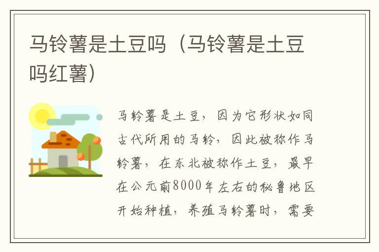 马铃薯是土豆吗（马铃薯是土豆吗红薯）
