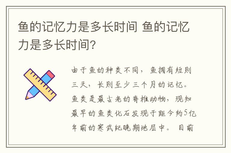 鱼的记忆力是多长时间 鱼的记忆力是多长时间?