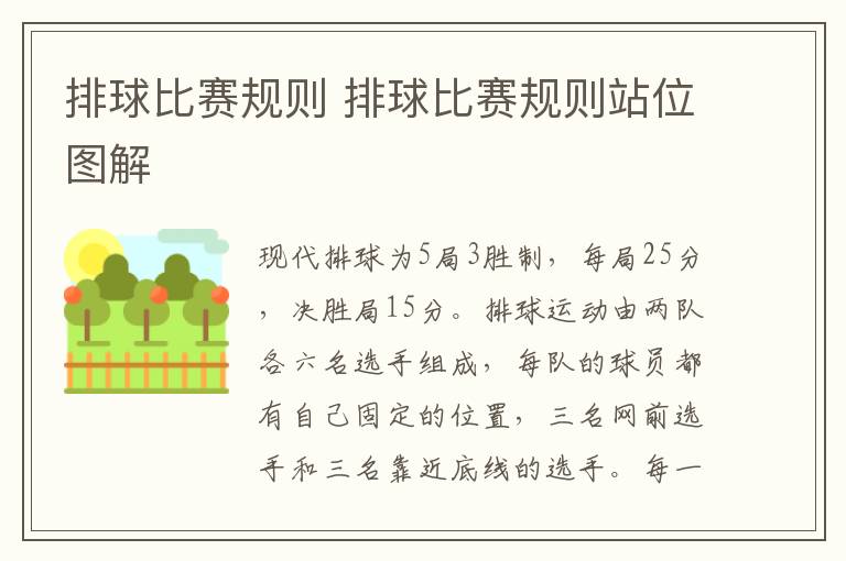 排球比赛规则 排球比赛规则站位图解