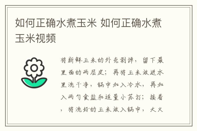 如何正确水煮玉米 如何正确水煮玉米视频