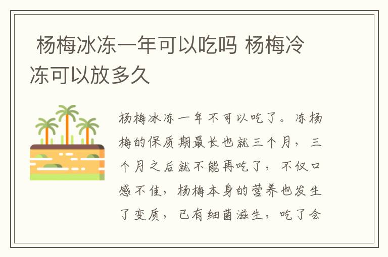  杨梅冰冻一年可以吃吗 杨梅冷冻可以放多久