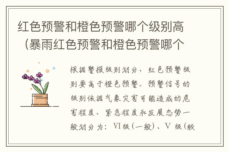 红色预警和橙色预警哪个级别高（暴雨红色预警和橙色预警哪个级别高）