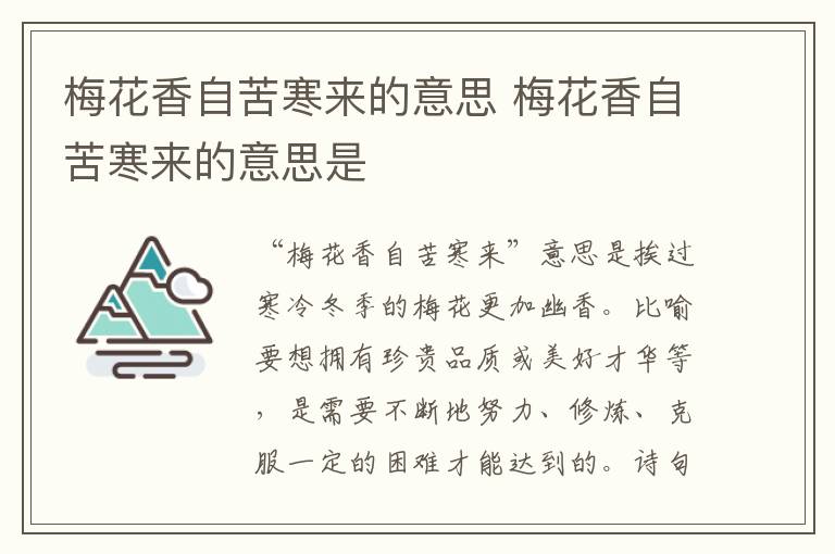 梅花香自苦寒来的意思 梅花香自苦寒来的意思是