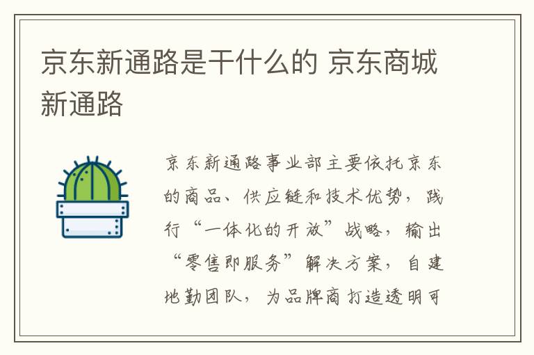 京东新通路是干什么的 京东商城新通路