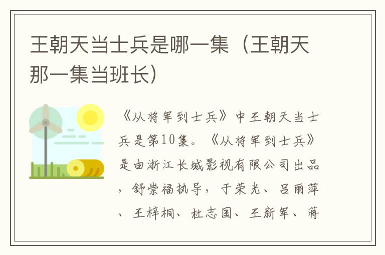 王朝天当士兵是哪一集（王朝天那一集当班长）