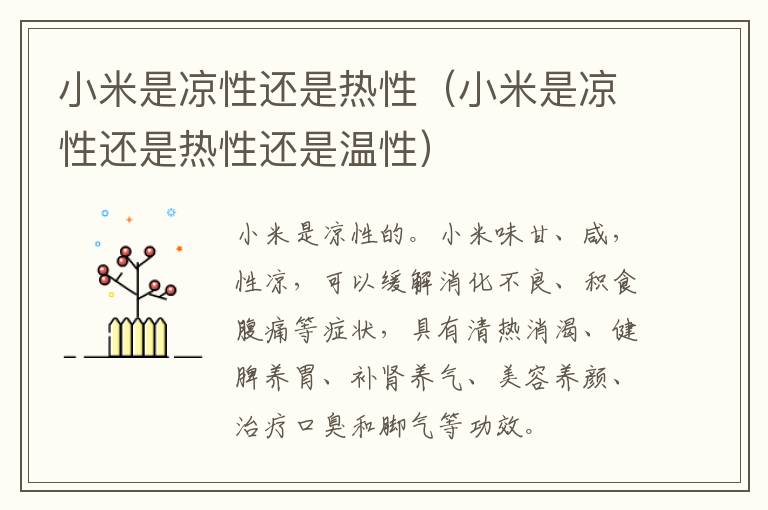 小米是凉性还是热性（小米是凉性还是热性还是温性）