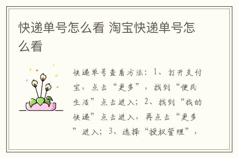 快递单号怎么看 淘宝快递单号怎么看