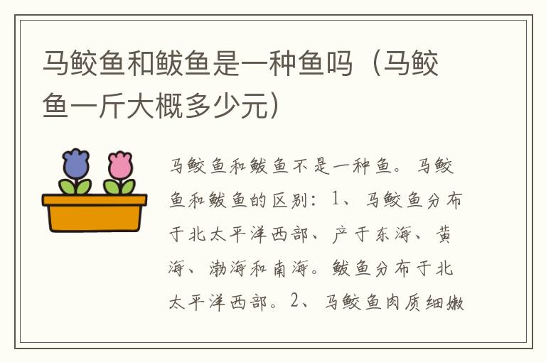 马鲛鱼和鲅鱼是一种鱼吗（马鲛鱼一斤大概多少元）